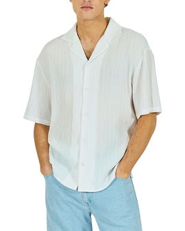 Krost Krost Camp Collar Textured Bowling Shirt