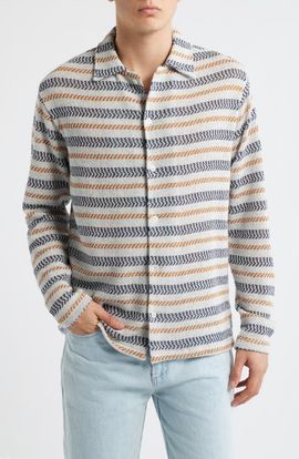 KROST KROST Speckled Stripe Knit Button-Up Shirt