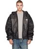 Ksubi Ksubi Black Slouchy Leather Bomber Jacket - 1