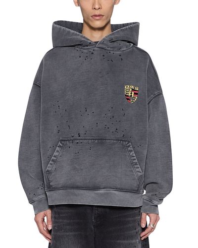 Ksubi Ksubi Charcoal Fade Cotton Shield Logo Hoodie