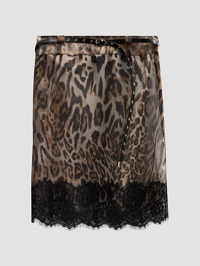 Ksubi Women's Mara Leopard Print Chiffon Skirt