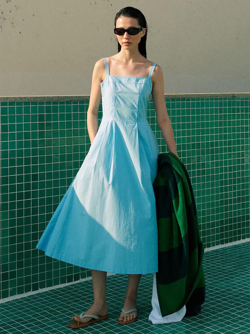 kuho plus Back Detail Long Dress_Sky Blue