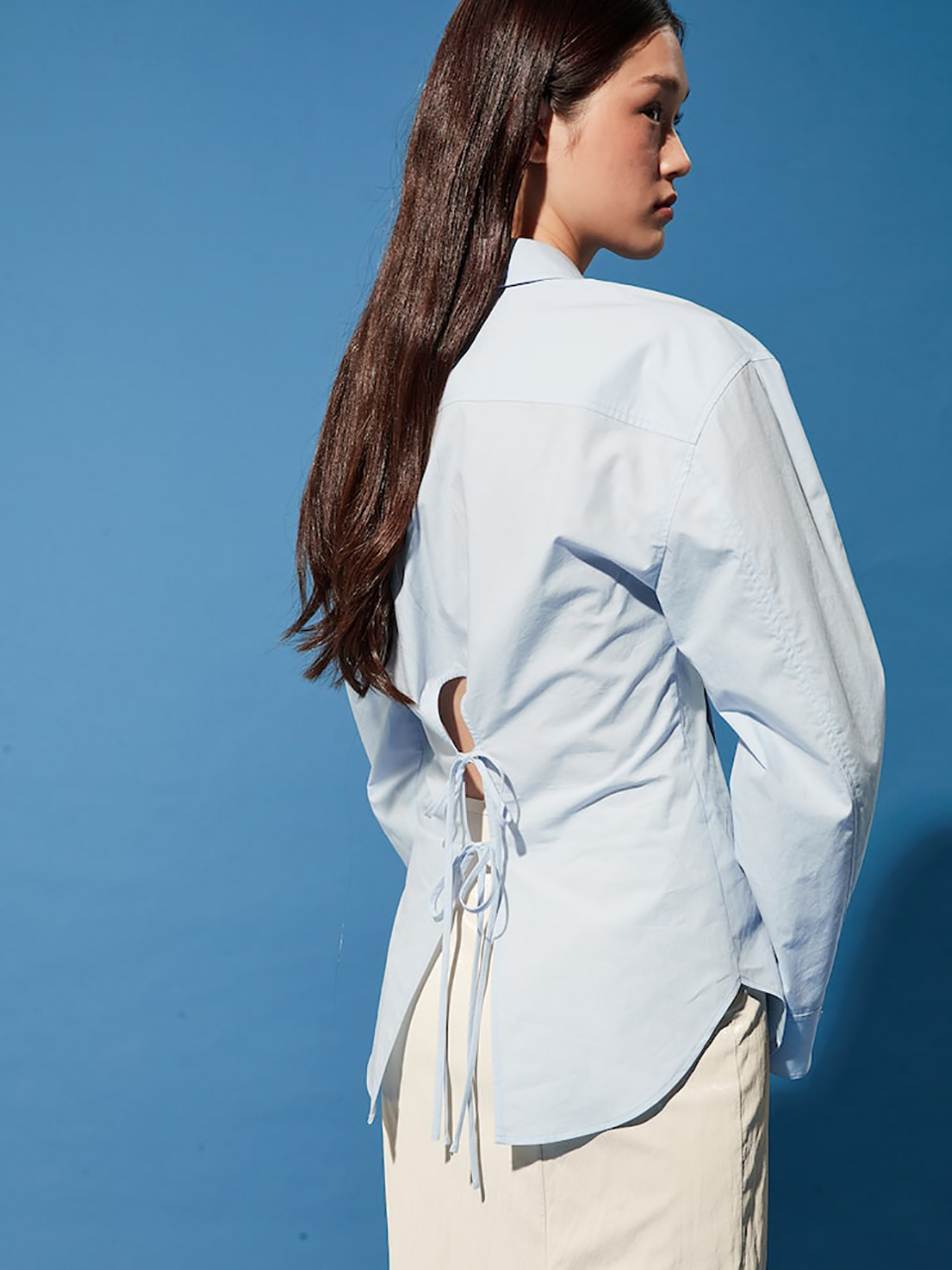 kuho plus Back Detail Semi Oversized Fit Shirt _Sky Blue