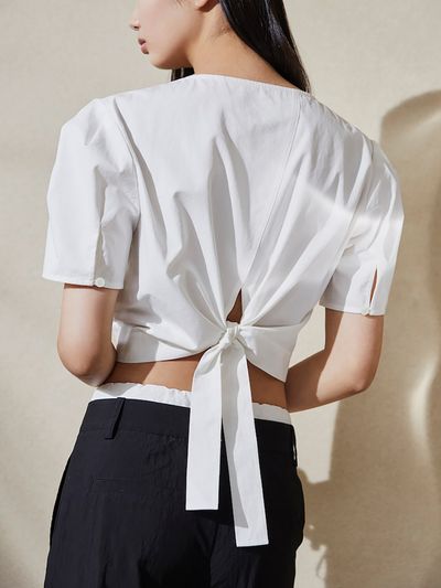 kuho plus Back Tied Blouse_White