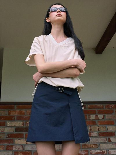 kuho plus Belted Mini Skirt_Navy
