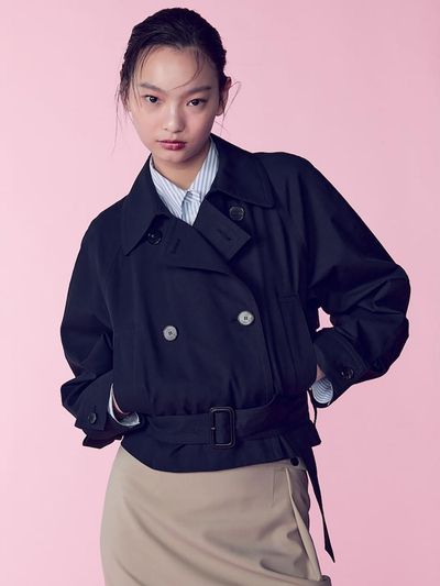 kuho plus Belted Short Trench_Navy