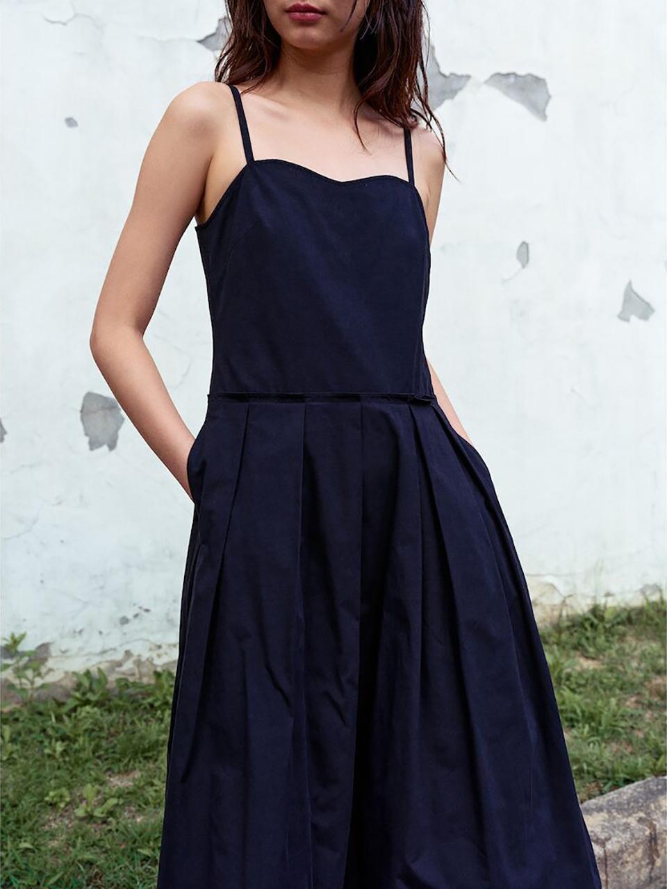 kuho plus Bustier Pleats Long Dress - Black