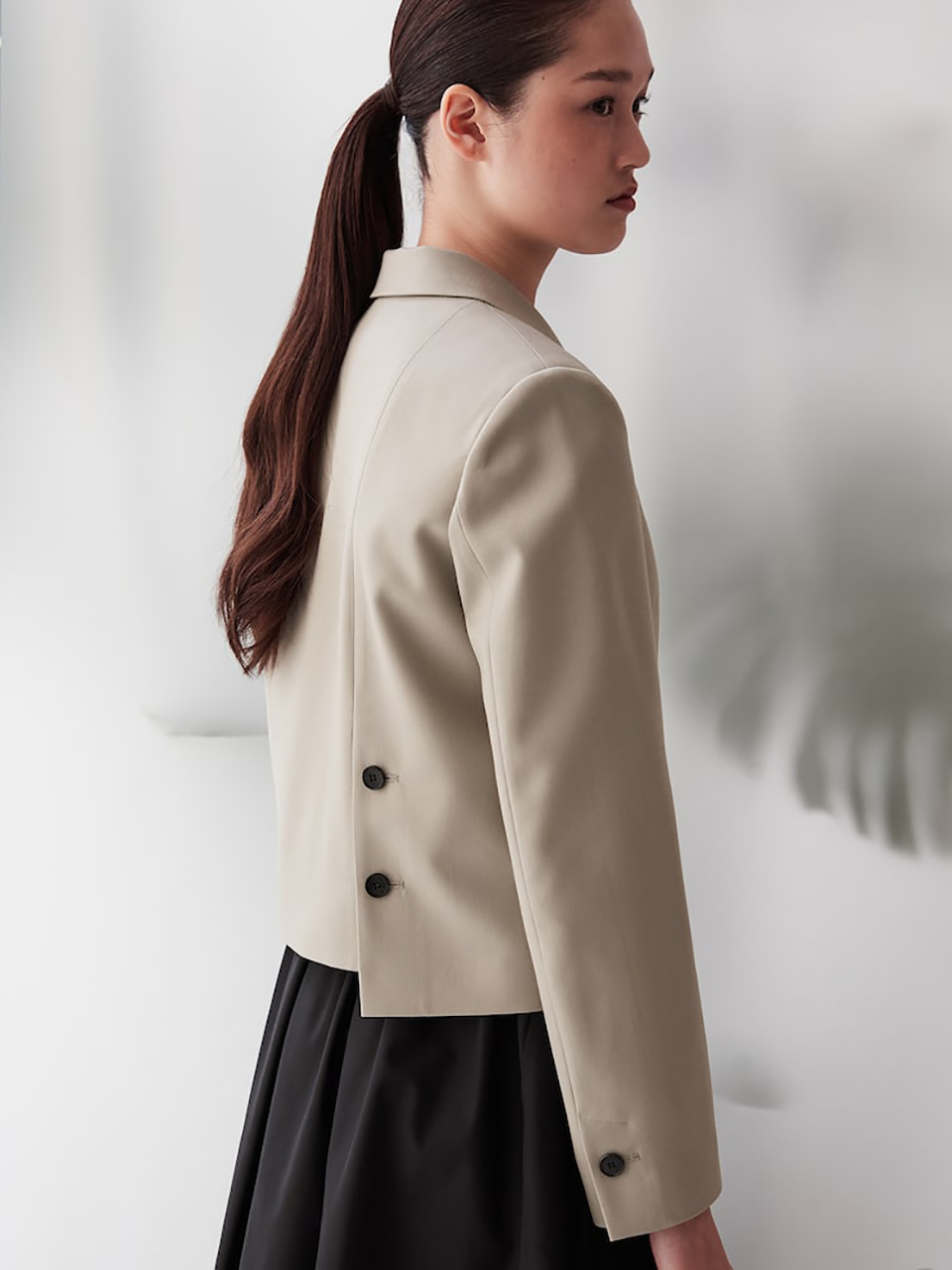 kuho plus Button Detail Short Jacket _Khaki