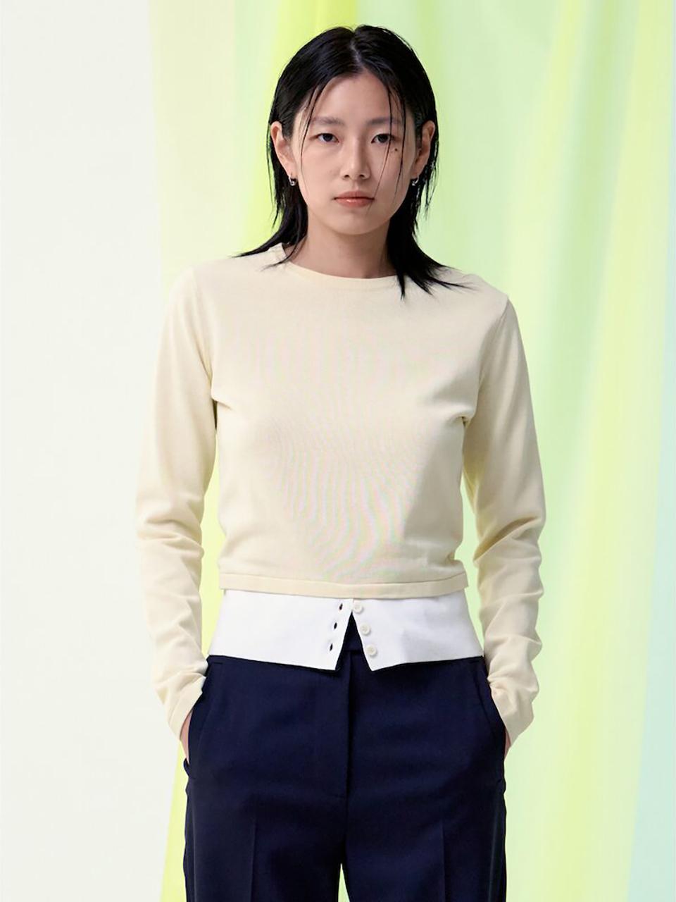 kuho plus Color Block Regular Fit Cotton Blend Pullover [Yellow] (KE5151M03E)