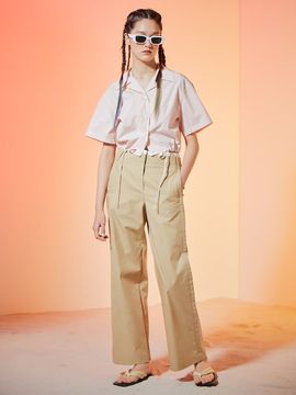 kuho plus Cotton Layered Straight Pants - Beige
