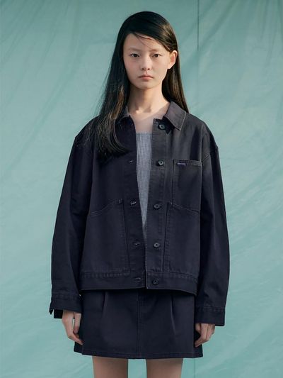 kuho plus Denim Regular Fit Midi Casual Jacket [Purple Navy] (KE5239M51R)