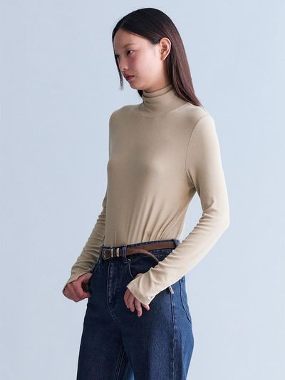 kuho plus Essential Color Turtleneck T-shirt - Light Green