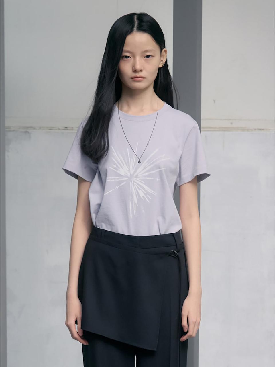 kuho plus Graphic Print Cotton Regular Fit T-Shirt [Lavender] (KE5240M06T)