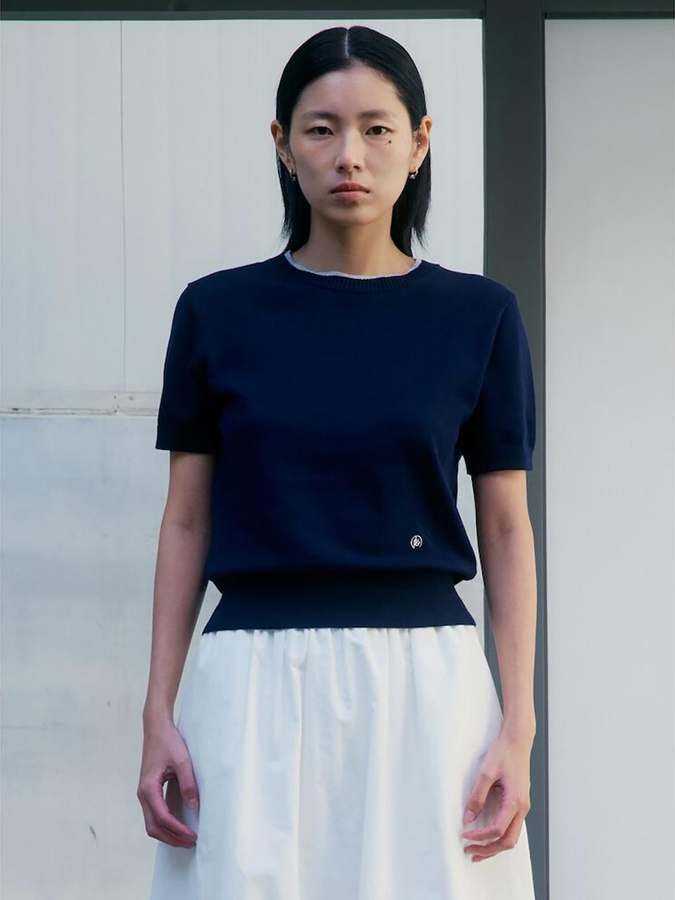 kuho plus Half Sleeve Twisted Cotton Regular Fit Pullover [Navy] (KE5151M01R)