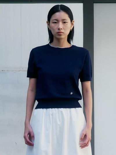 kuho plus Half Sleeve Twisted Cotton Regular Fit Pullover [Navy] (KE5151M01R)