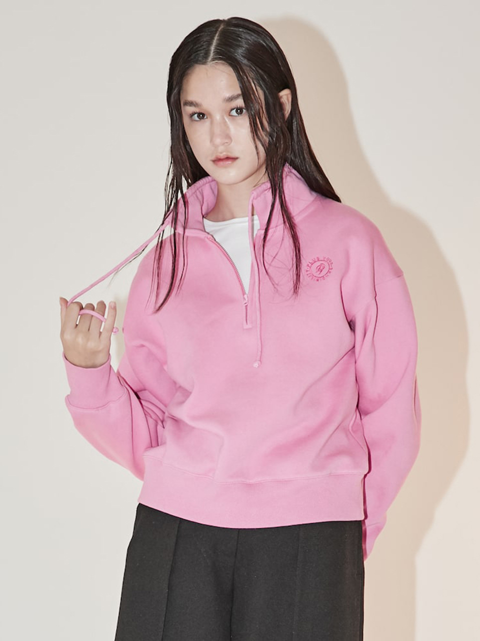 kuho plus Half Zip-up Fleece Sweatshirt _Pink
