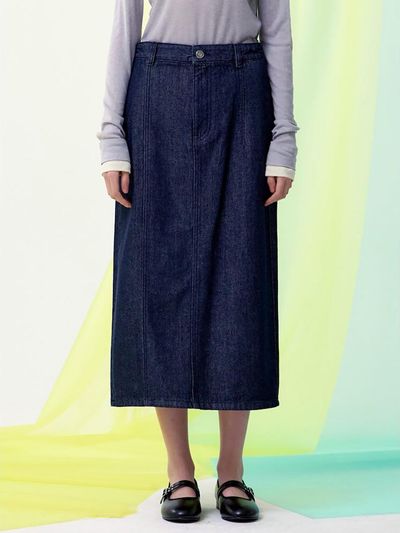 kuho plus HLine Denim Long Straight Fit Skirt [Navy] (KE5127M51R)
