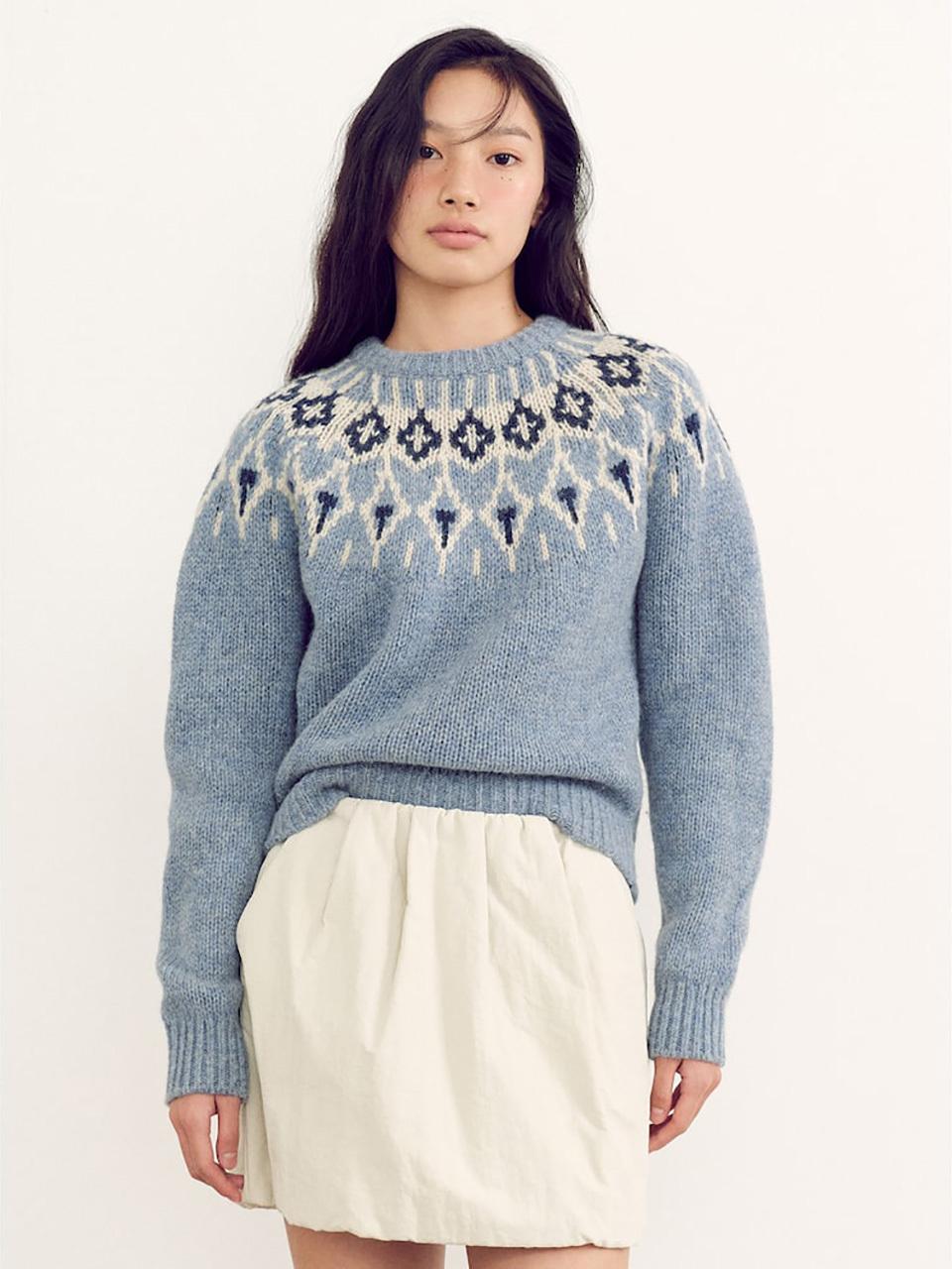 kuho plus Jacquard Knit Pullover - Sky Blue