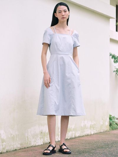 kuho plus Layered Midi Dress (Sky Blue)