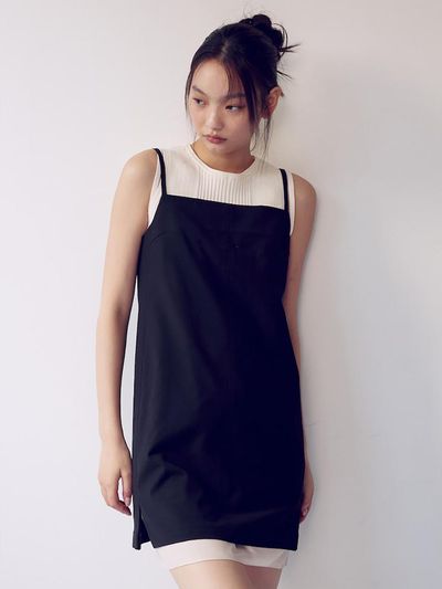 kuho plus Layered Mini Dress_Black