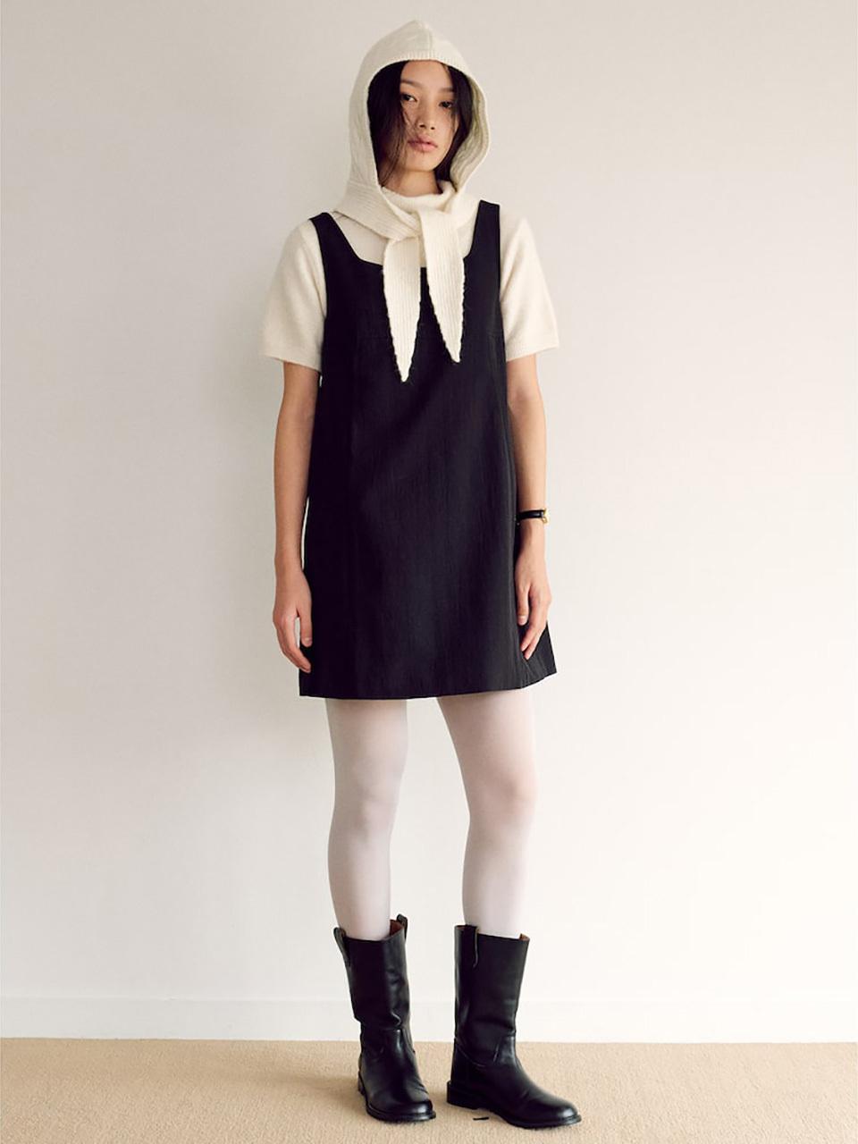 kuho plus Layered Sleeveless Mini Dress - Black