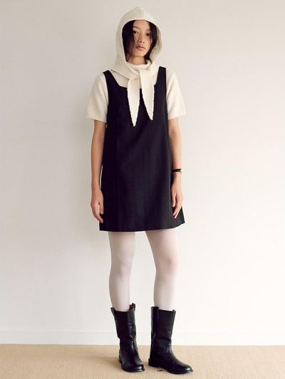 kuho plus Layered Sleeveless Mini Dress - Black