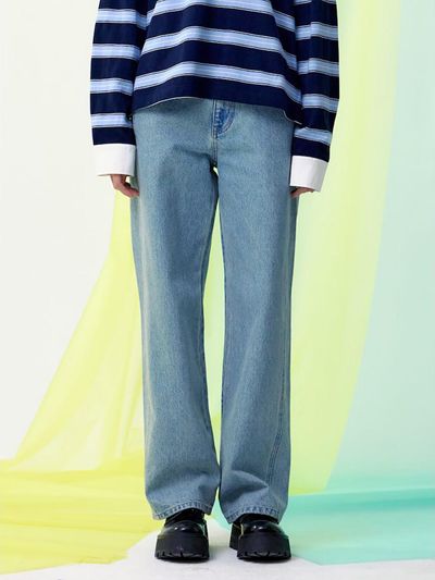 kuho plus Panelled Straight Fit Cotton Denim Pants [Blue] (KE5121M52P)