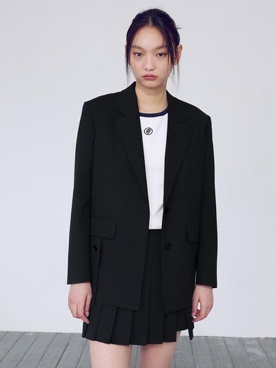 kuho plus Pleated Short Skirt Pants_Black