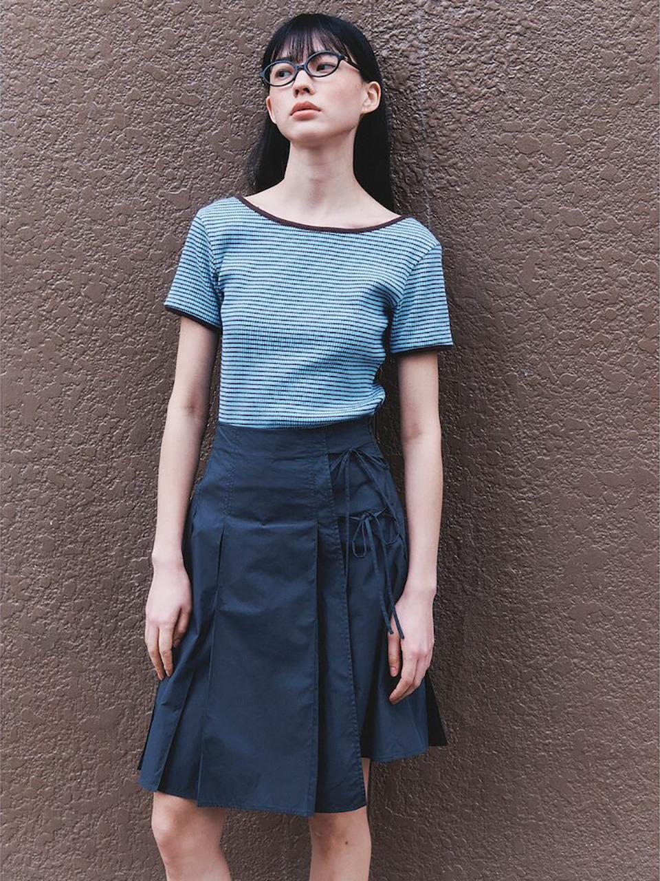 kuho plus Ribbon Detail Pleats Skirt Grey (KE4327M033)
