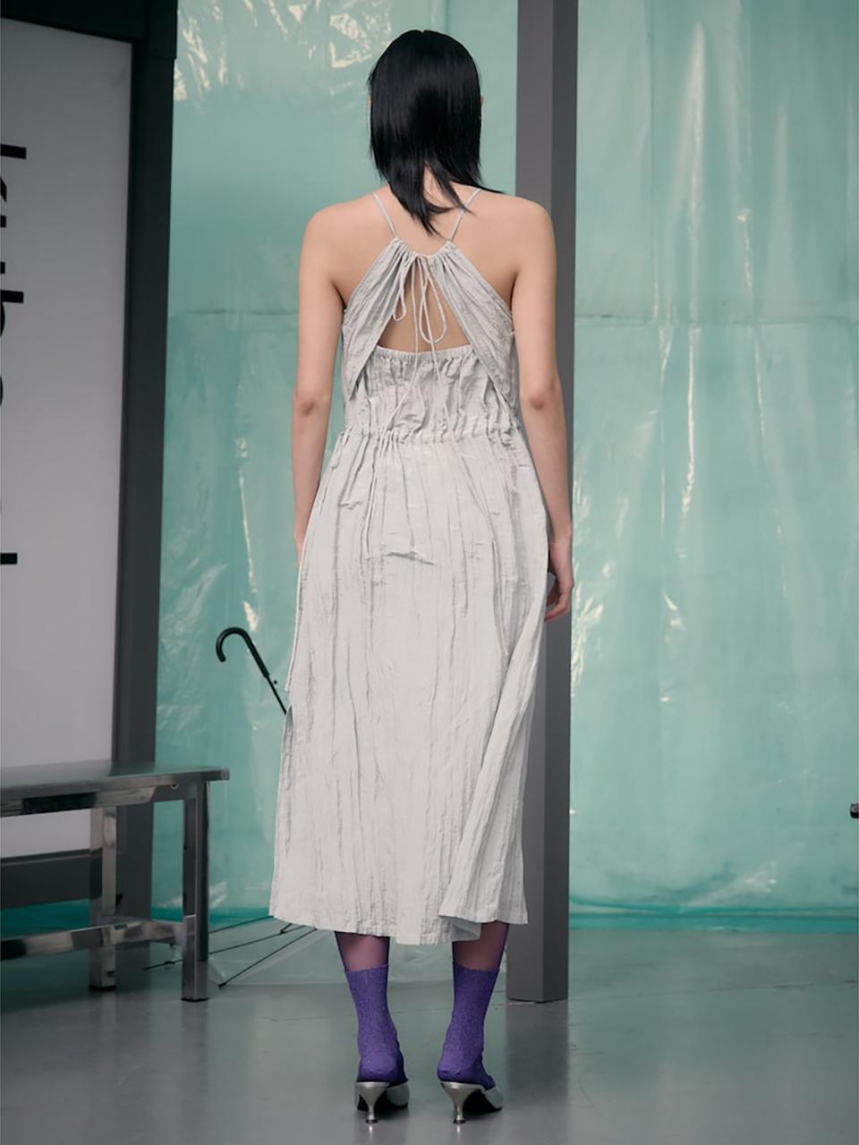 kuho plus Satin Shirring Halter Midi Dress [Light Green] (KE5271M01L)