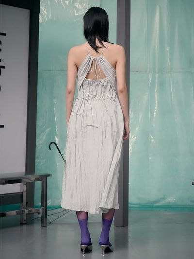 kuho plus Satin Shirring Halter Midi Dress [Light Green] (KE5271M01L)