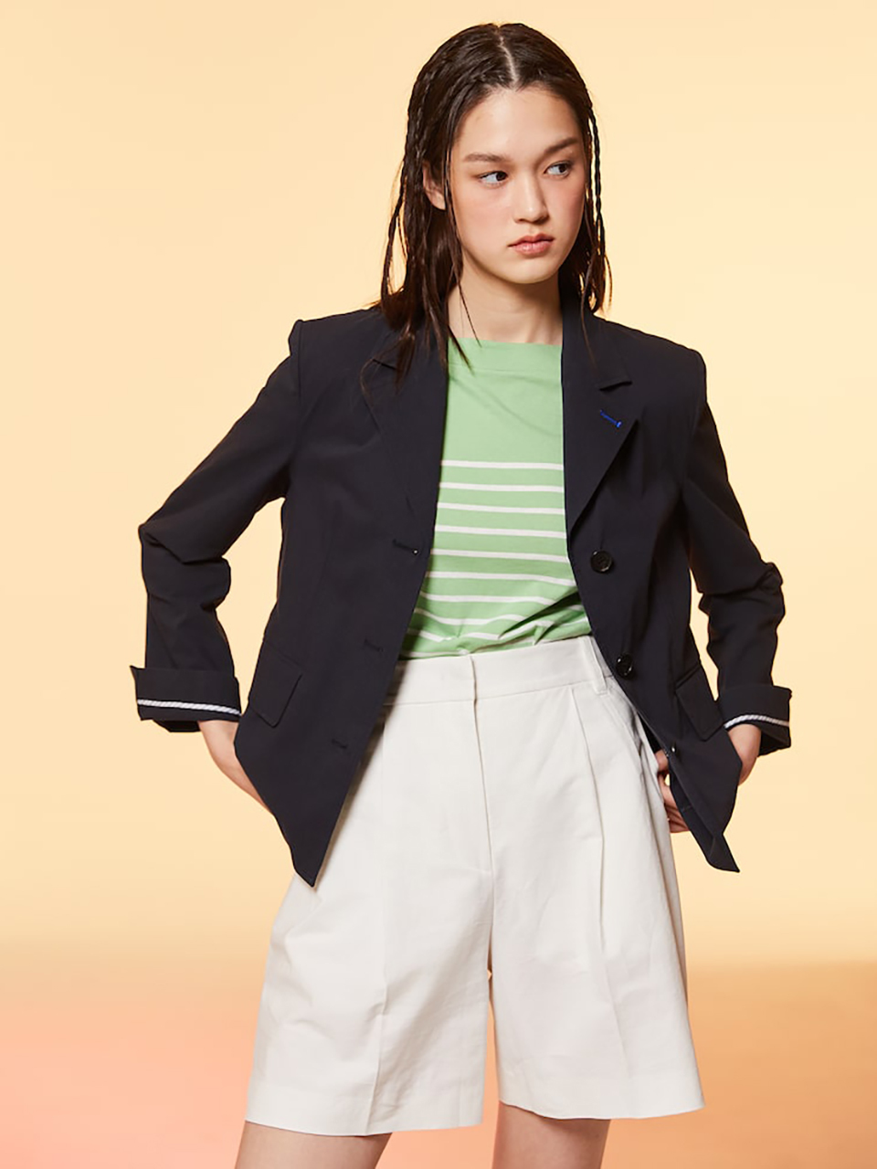kuho plus Semi Flared Tuck Shorts_White (KE3321M061)