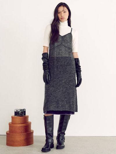 kuho plus Sheer Layered Knit Dress - Ash