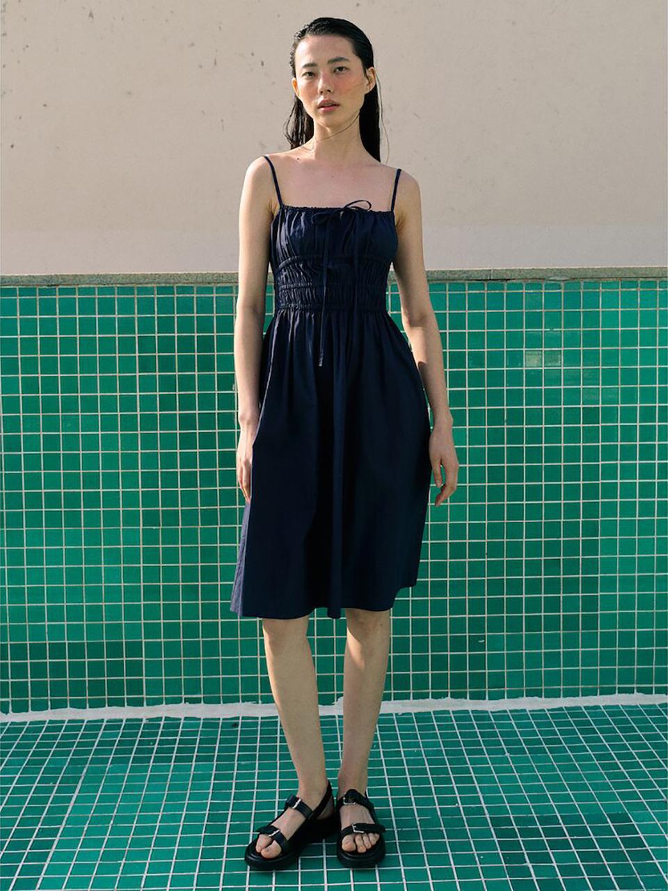 kuho plus Shirring Mini Dress_Navy