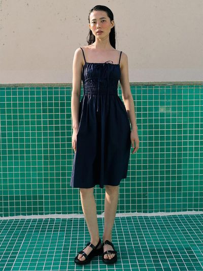 kuho plus Shirring Mini Dress_Navy