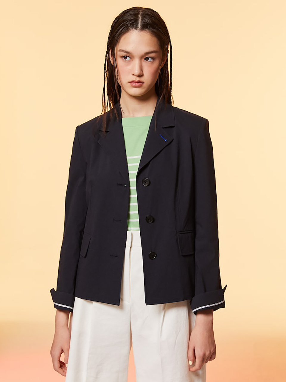 kuho plus Signature Back Button Regular Fit Jacket_Navy