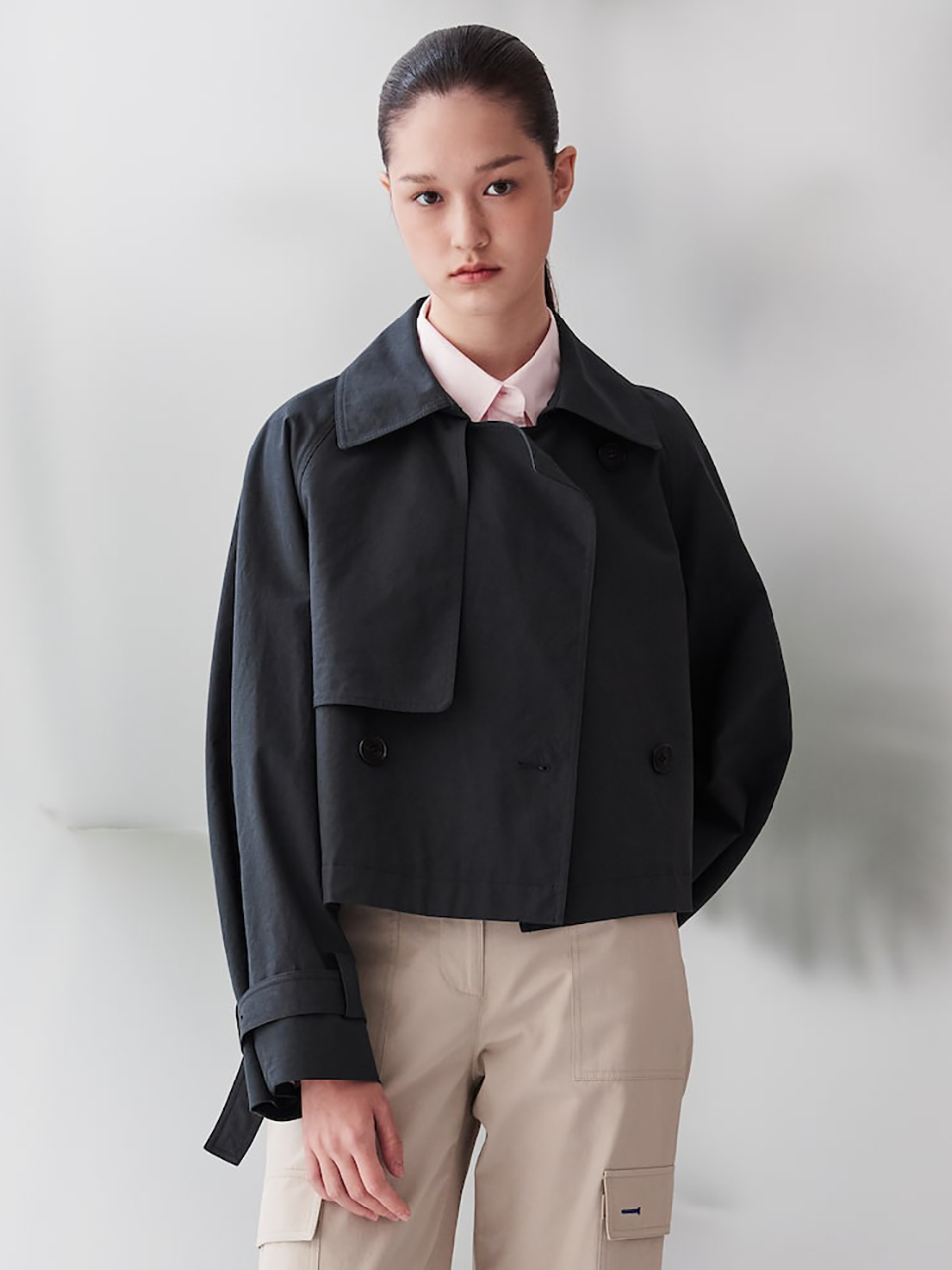 kuho plus Signature Button Point Short Trench Coat