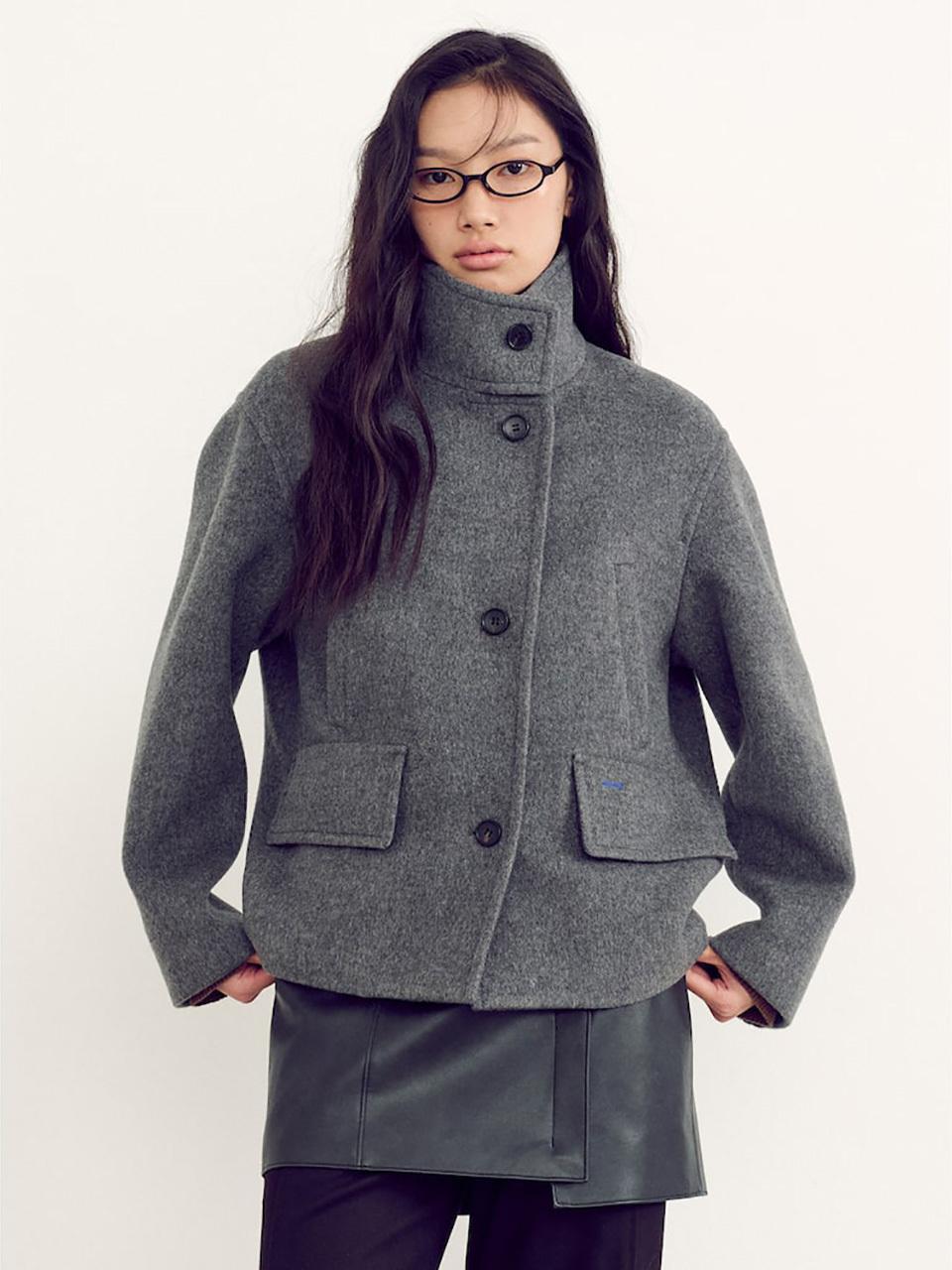 kuho plus Signature Cocoon Short Coat - Grey