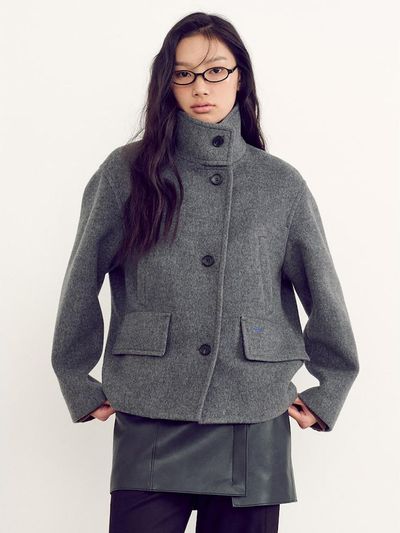 kuho plus Signature Cocoon Short Coat - Grey