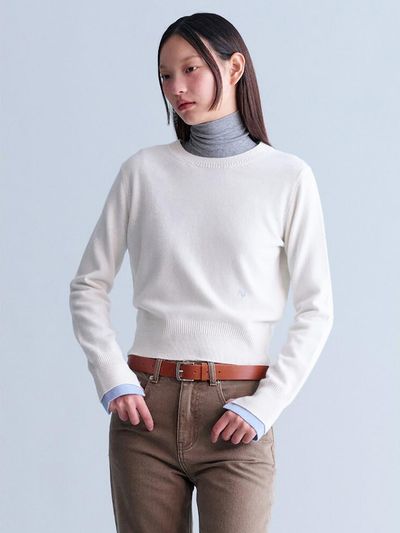 kuho plus Signature Color Point Wool Knit Pullover
