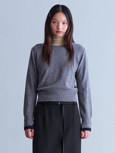 kuho plus Signature Color Point Wool Knit Pullover - Grey