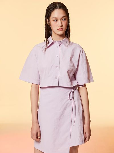 kuho plus Signature Cutout Shirt Mini Dress - Light Pink