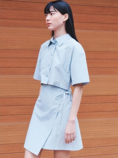 kuho plus Signature CutOut Shirts Mini Dress Sky Blue (KE43