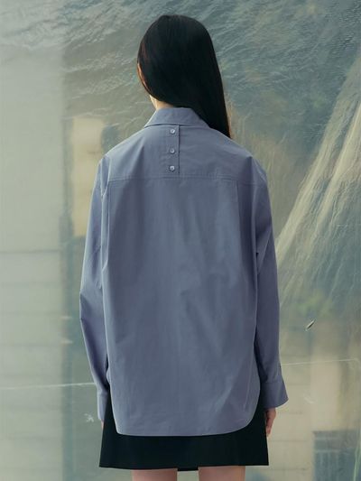 kuho plus Signature Semi Overfit High-Density Cotton Blouse [Blue] (KE5260M04P)