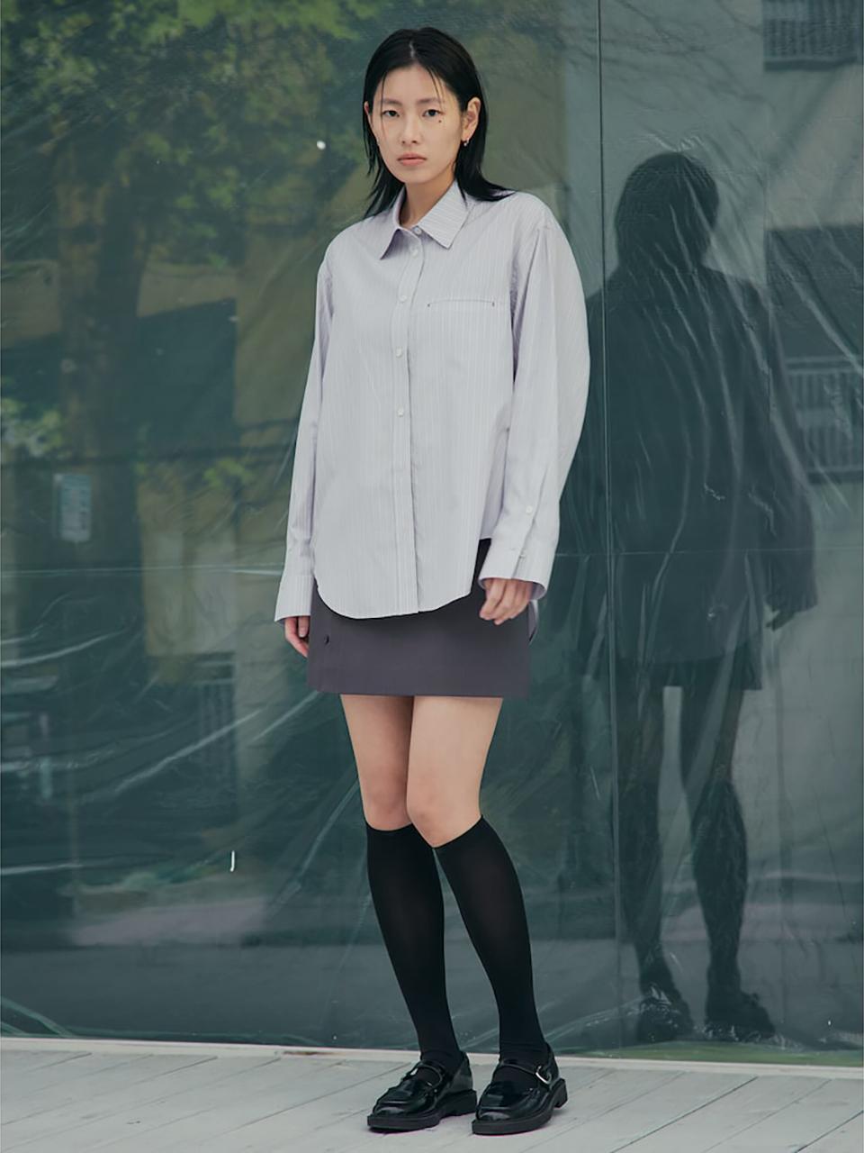 kuho plus Signature Semi Overfit High-Density Cotton Blouse [Sky Blue] (KE5260M04Q)