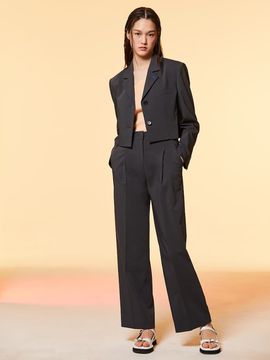 kuho plus Signature Semi Wide Pants_Dark Grey