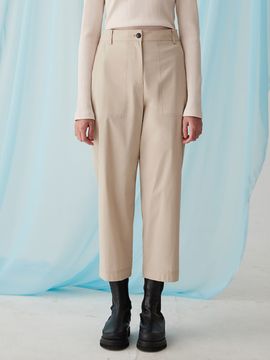 kuho plus Signature Slim Straight Cotton Pants _Beige