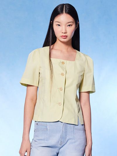 kuho plus Signature Square Neck Open Blouse