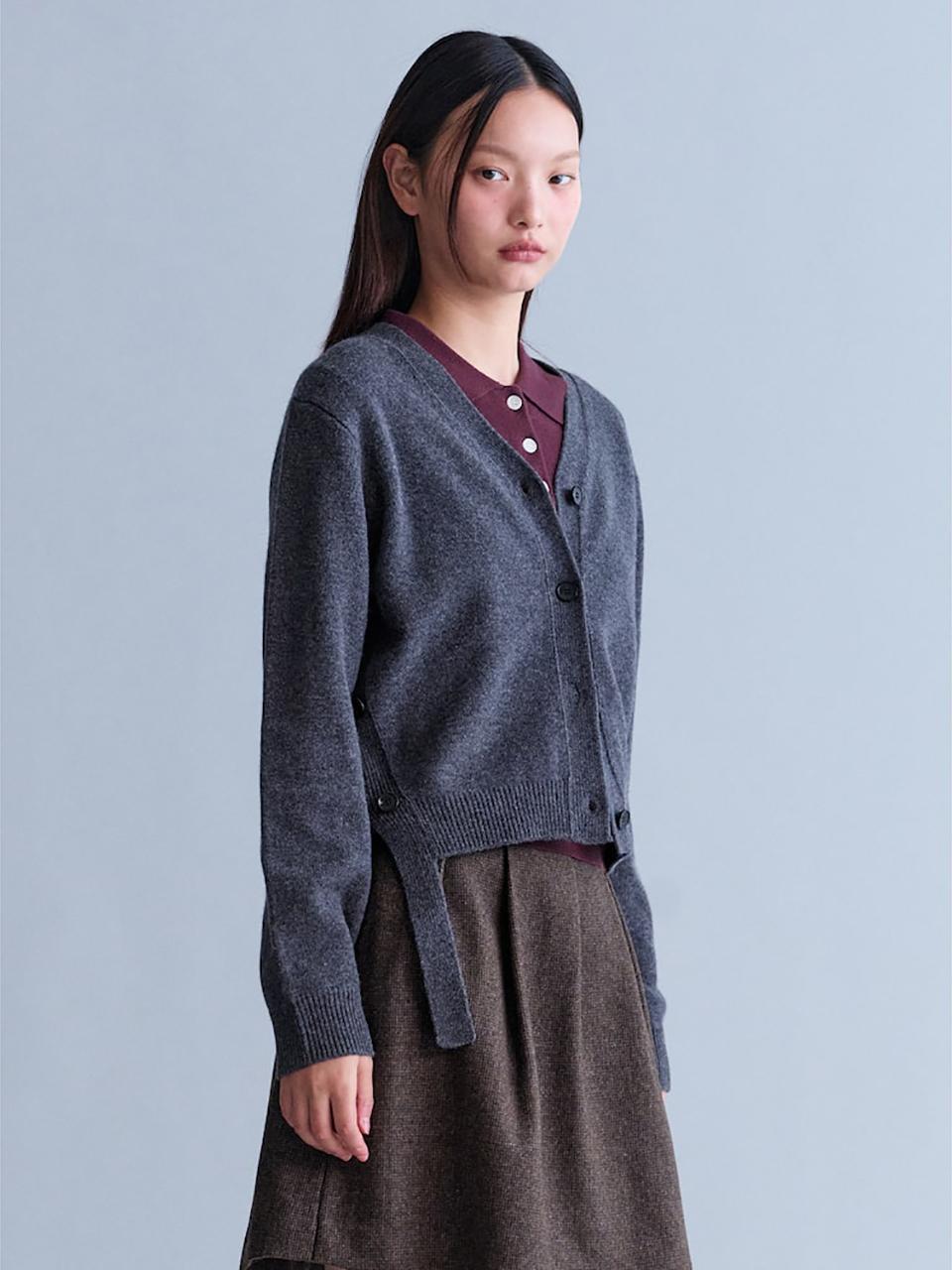 kuho plus Signature Wool Knit Cardigan - Ash