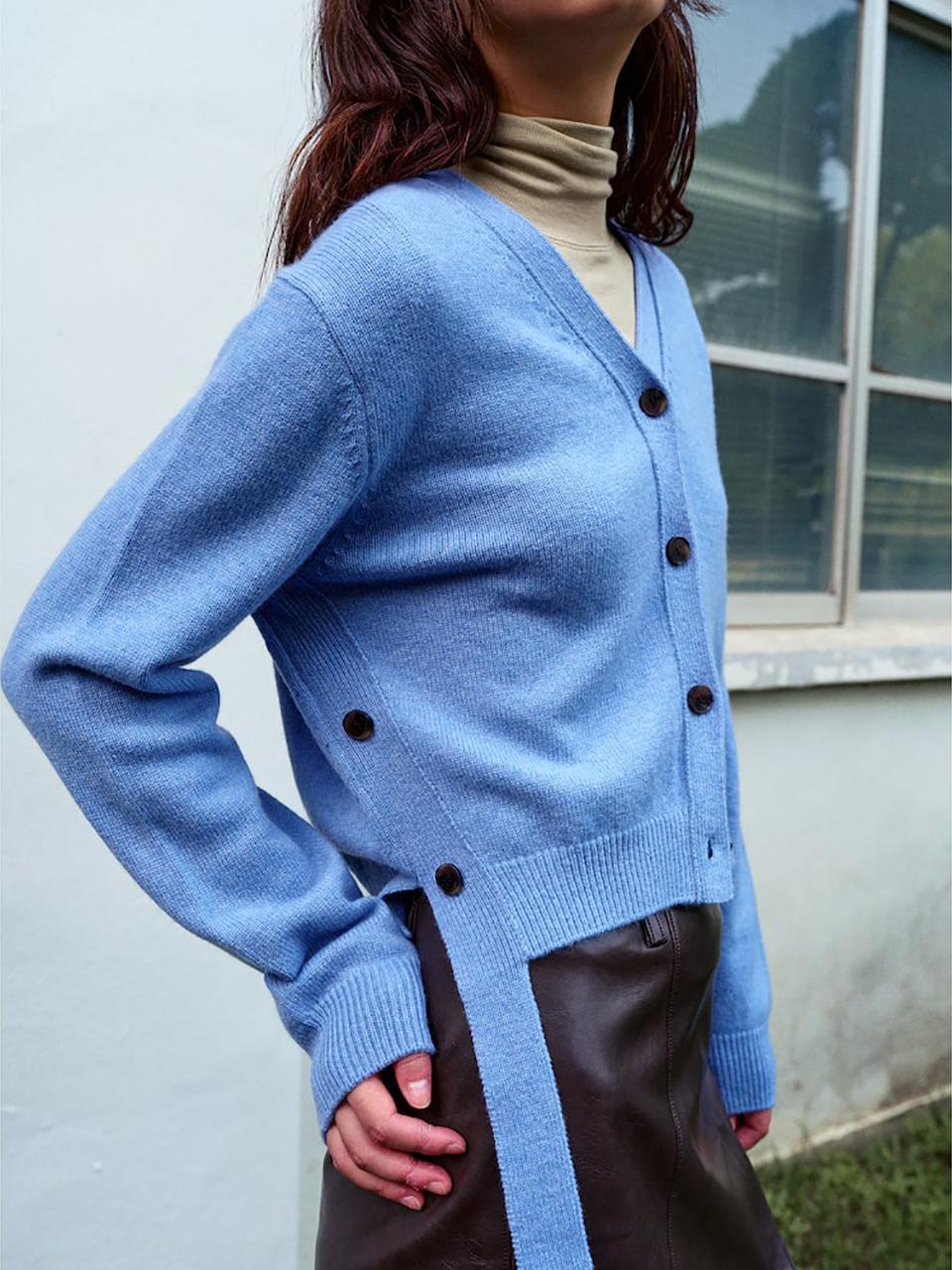 kuho plus Signature Wool Knit Cardigan - Sky Blue